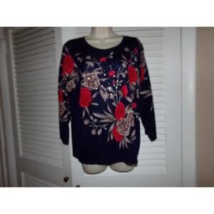 Vintage Emily Daniels navy‎ 3/4 sleeve sweater PXL Perfect40